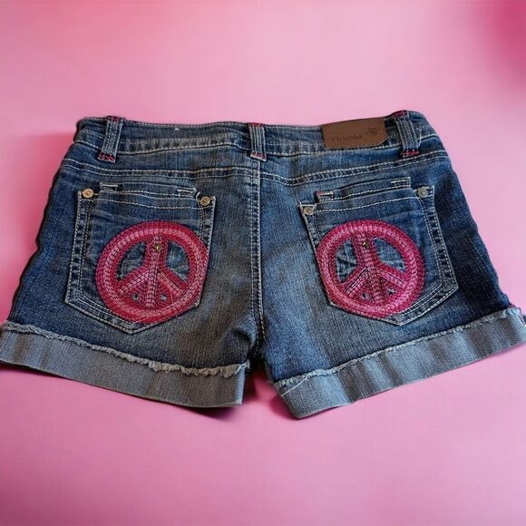 Vigoss Girl’s Pink Peace Jean Shorts (12) - Picture 1 of 7